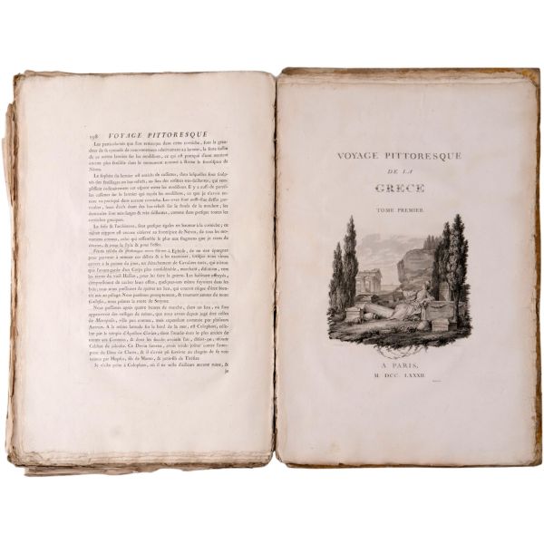 VOYAGE PITTORESQUE DE LA GRECE (6 bölüm, tam set), Auguste de Choiseul-Gouffier, 1782 / 1809 / 1822 (J. J. Blaise Libraire), A Paris, 36,5x55,5 cm...