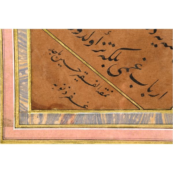 Hüseyin Mâcid (Ayral) ketebeli talik mâil kıta, yazı ölçü: 13x17 cm, çerçeve içi ölçü: 28x33 cm...