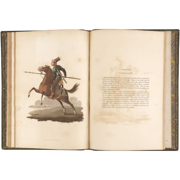 THE MILITARY COSTUME OF TURKEY, (editör: McLean Thomas), 1818, T. M´Lean, London, 5+1+30 sayfa metin + ikisi başlık sayfasında olmak üzere 30 aquatint baskı levha, 37x27 cm...
