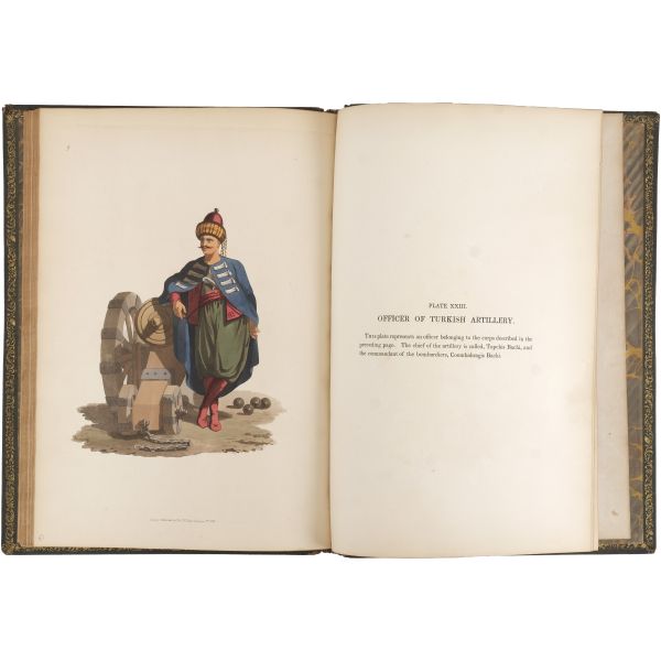 THE MILITARY COSTUME OF TURKEY, (editör: McLean Thomas), 1818, T. M´Lean, London, 5+1+30 sayfa metin + ikisi başlık sayfasında olmak üzere 30 aquatint baskı levha, 37x27 cm...