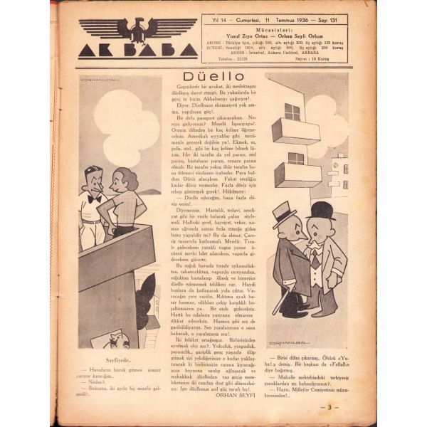 Akbaba dergisi 131. sayı, 11 Temmuz 1936, 