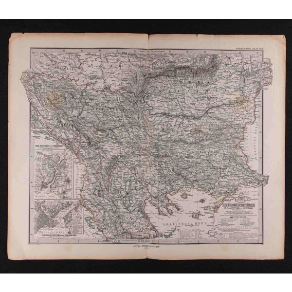 Balkanlar haritası, yay. Justus Perthes, Gotha/Almanya 1874, 38x47 cm